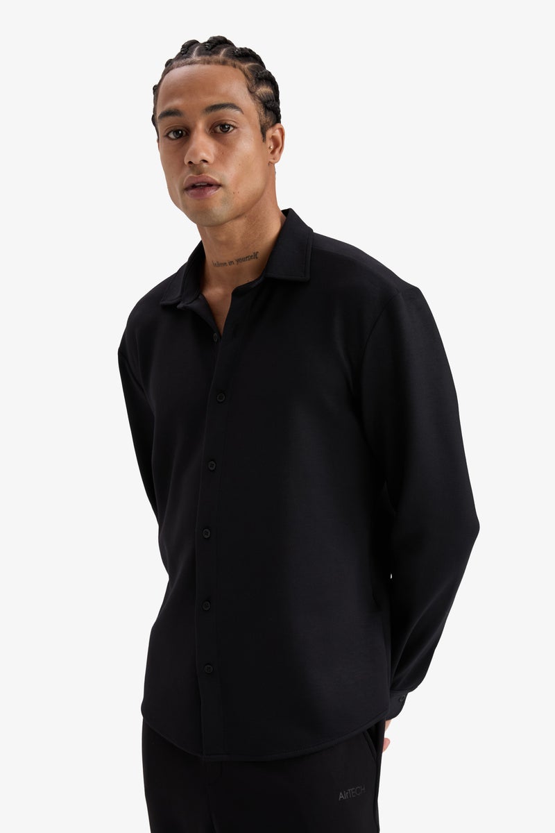 DeFacto Black Man DeFactoFit Long Sleeve Shirt Casual - Image 4